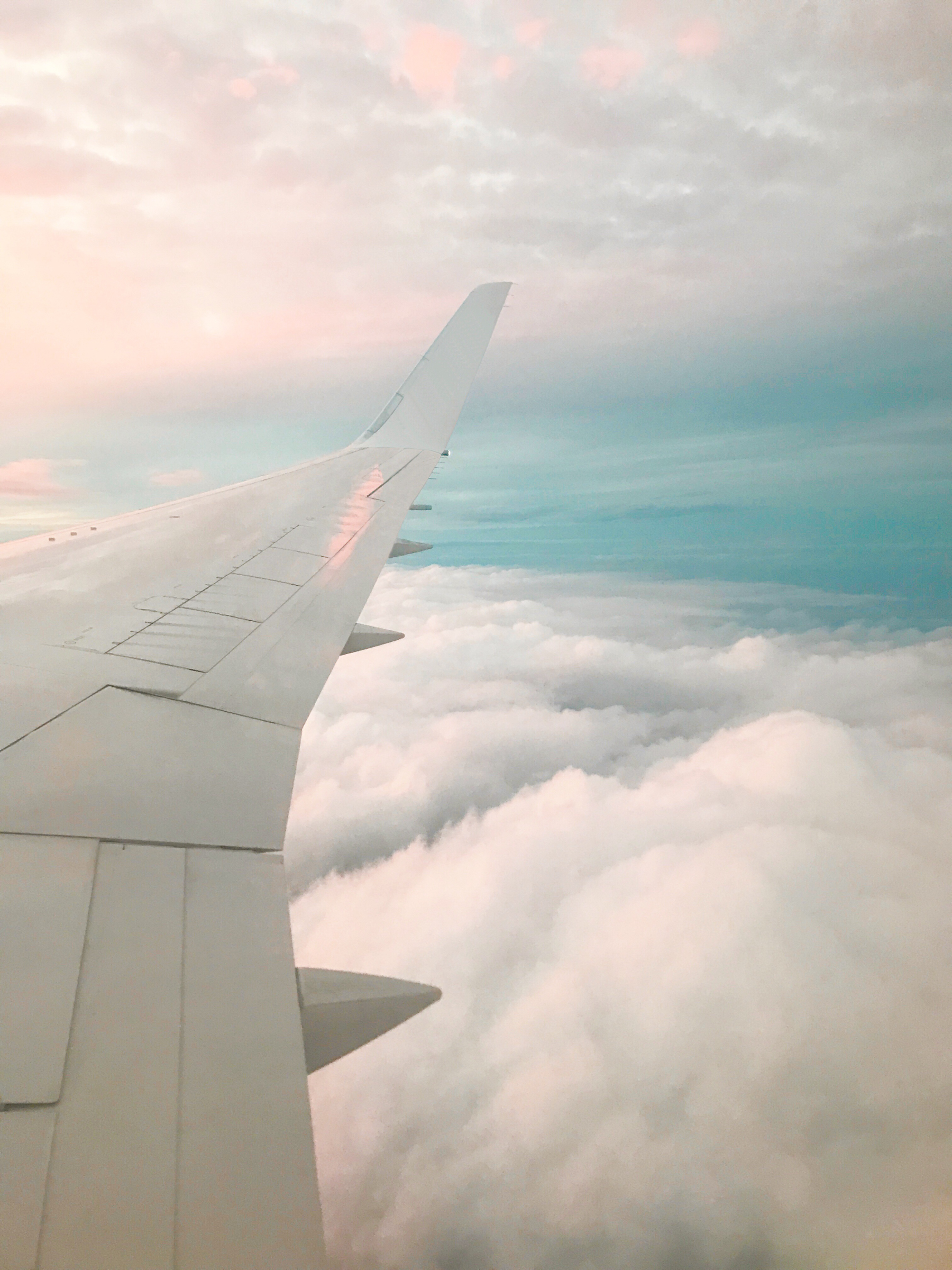 Looking out window of airplane